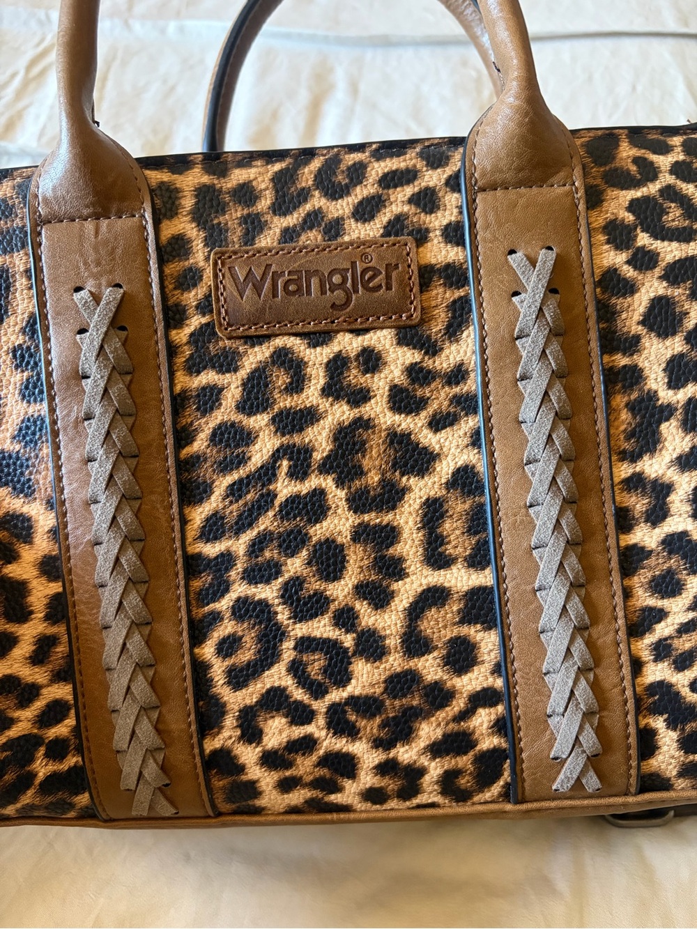 Wrangler Leopard-Print Satchel with Tan Accents - Picture 2 of 3